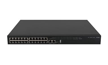 H3C Layer 3 Fiber Switch 24xSFP+1GE/10GE Fiber Ports, 2x1GE Combo Ports(Without Power Supplies) (LS-6520X-24ST-SI-GL-)   